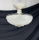 Restored Vtg Art Deco Semi Flush Mount Glass Ceiling Light Frosted Mcm 1920 1940