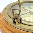 Vtg Ship s Clock Porthole Brass Glass Clock Quartz Nautical Maritime See Video 
