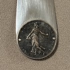 Vintage French Eloi Pernet 1915 2 Francs Silver Coin Letter Opener Desk Knife 