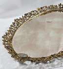 Vintage Globe Large Vanity Mirror 24k Gold Plated Tray Approx  24 x15 