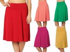 1x 2x 3x Women s Plus Size Fold Over A-line Flared Skirt Soft Flowy Ity Fabric