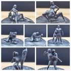 7pcs Black Solid Bronze Mini Statue Penis Love Man Woman Amulet Art Collection-