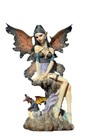 Fairy Sitting On Tree Trunk With Red Baby Dragon Statue 10 h Fantasy Figurine 