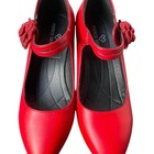 Red Faux Leather Pointed Dance Heel