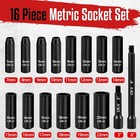 3 8-inch Drive Deep Impact Socket Set  16 Piece Metric Socket Set  6 Point  Cr-v