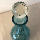 Vintage Bohemian Crystal Decanter Teal Cut Glass Stopper Barware