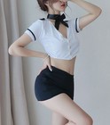 Women s Versatile Flight Attendant Costume Set     Tie top   Skirt Uniform Cosplay