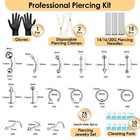 104pcs Body Septum Piercing Kit With 14g 16g 20g Needles Silver Jewelry Set New