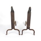 Antique Fireplace Andirons Wrought Iron Loop