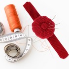 Wrist Pin Holder Sewing Needle Cushion Corduroy Material Red Color