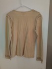 Nine West Tan Embroidered Bohemian Long Sleeve Top Blouse  Sz S Nwt