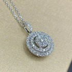 2ct Lab Created Diamond Halo Pendant 14k White Gold Plated Silver Free Chain