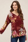 Johnny Was Red Margot Floral Silk Blouse C13925-9
