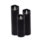 Lumabase Battery Led Plastic Wax Candles With 3d Wick Flame  Black - Set Of 3