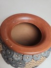 Vintage Feng Shui Asian Terra Cotta Good Luck Coin Wrapped Vase 7 5 Inches Tall 