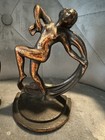 Original Antique Art Deco Nude Woman Dancing Metal Bookends Pair Marked