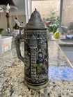 Original King German Beer Stein Pewter Lid Castle Scene Relief 0 5l Made Germany