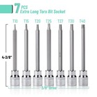 Extra Long Torx Bit Socket Set 7 Pieces 3 8  Drive T10-t40  4-3 8  Length