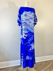 Vintage 1970s Malama Hawaii Muumuu Dress Kaftan Kimono Inspired Great Wave