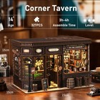 Corner Tavern Diy Miniature House  3d Wooden Puzzle Kit  Booknook With Led Light