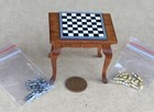 Dolls House Metal Chess Set With Wooden Table 1 12 Scale Miniature 1603 Tumdee