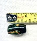 16 Unstrung West African Glass Trade Beads  Green With Red And Yellow Designs