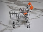 Vintage Orange And Stainless Steel Mini 4 5  Shopping Cart For Dolls Or Decor