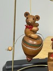 Vintage Wooden Ornament Set Jack In The Box Jester Teddy Bear Top Set Of 3 See