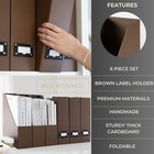 Organization With Set Of 6 Foldable Brown Magazine File Holder With Brown Label
