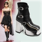 Womens New Round Toe Thick Heel High Heels Fashion Roman Short Boots Plus Size
