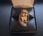 Vintage Peruvian Artisan Sterling Silver Ring - Raised 18k Yellow Gold Alpaca