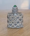 Vintage French Miniature Glass Perfume Bottle Cased In Silver Plate