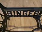 Antique Singer Treadle Sewing Machine Cast Iron Table Base 28  Wheels New Paint