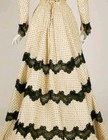 Antique Victorian 1880s Chantilly Lace Tiered Ruffle Dramatic Train Bustle Skirt