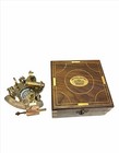 Antique Nautical J Scott London Brass Sextant With Compass And Wooden Box