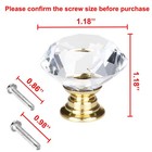 30mm Dia Diamond Crystal Glass Drawer Knobs Pull Handle Gold Tone 10pcs