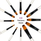 Art Paint Brushes Set 12 Pcs Nylon Professional Flat For Watercolor Oil Face