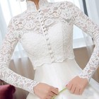Long Sleeve High Neck Wedding Dress Topper Jacket For Bride Lace Top Appliques