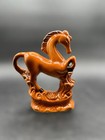 Vintage Art Deco Prancing Brown Horse Figurine Ceramic Porcelain Unmarked 6 5   