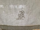 Fabulous Antique French Linen Heirloom Dowry Sheet Hemstitch  Monogram  br 