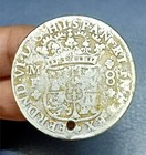 1754 Mexico 8 Reales Pillar Dollar Hole Silver Coin