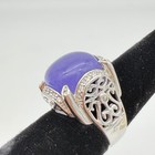 Vintage 925 Sterling Silver Lavender Jade Jadite Ring Expo Qvc Size 6
