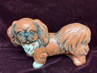 Vintage Chalkware Pekingese Dog  10  X 7  Statue Figure