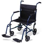 Carex Steel Transport Wheelchair W  19  Seat  Swing-away Footrests  Blue  300 Lb