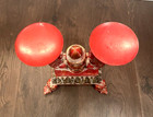 Hand Carved Painted Double Pedestal Wood Candle Holders Candleholders 10 