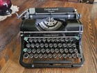 Vintage Shiny Black Underwood Champion Typewriter And Case  1930s Underwood Nice