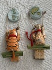 Lot Of 2 Vintage Discovery Channel Store Carved Wood African Animals Ornaments