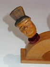 Vintage German Hand Carved Mens Head Barware Bottle Stoppers