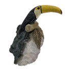 Hand Carved Toucan On Gemstone Sculpture Figurine Amethyst Crystal Geode 