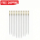 12pcs Self Threading Sewing Needles Side Eye Needles With Wooden Storage Box Us